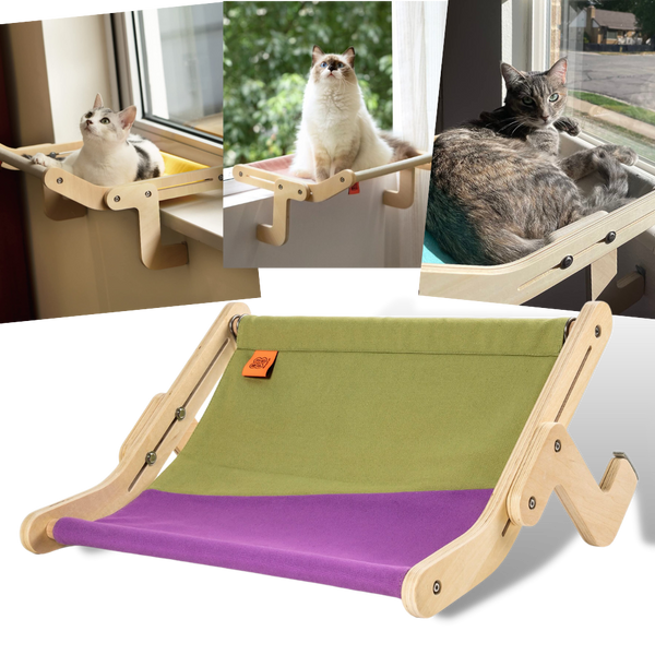 Perchoir de fenêtre en bois pour chat