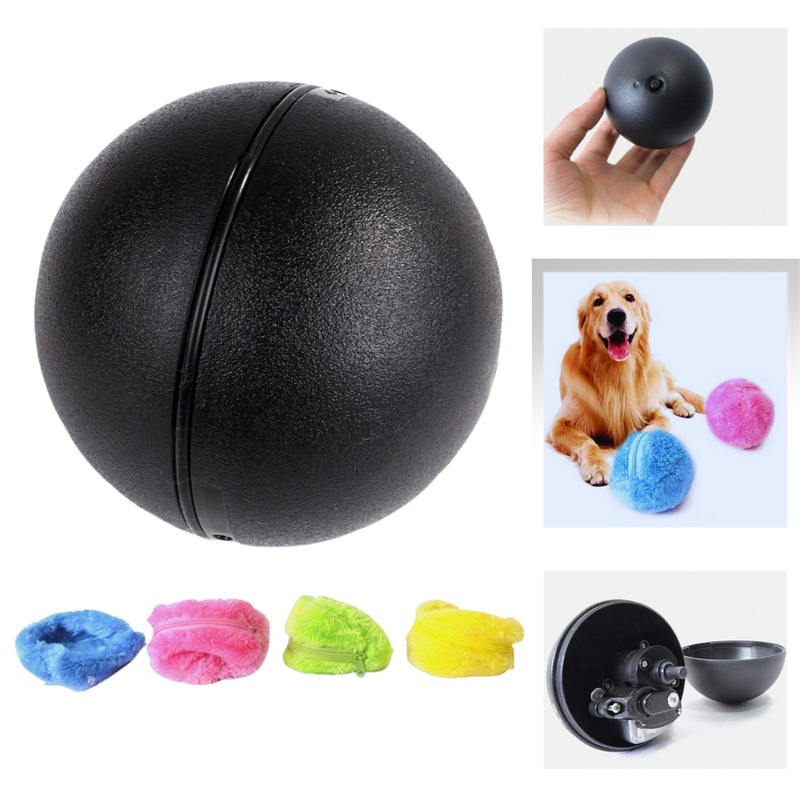 Balle rotative automatique pour chien avec 4 housses