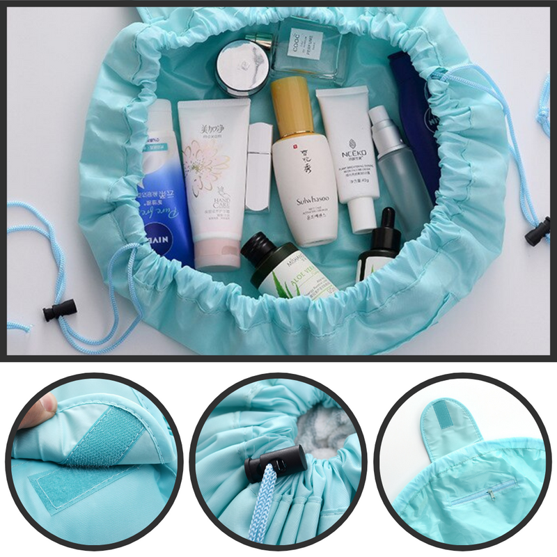 Pochette à maquillage pliable avec cordon de serrage