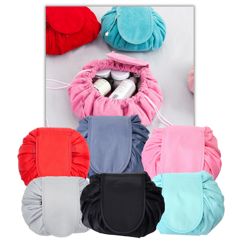 Pochette à maquillage pliable avec cordon de serrage