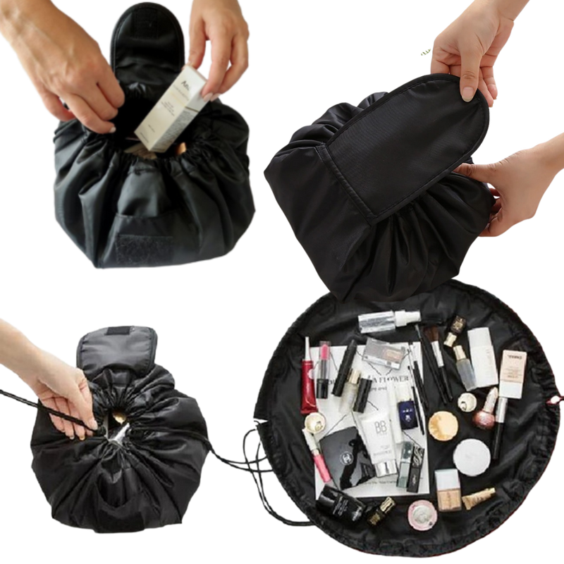 Pochette à maquillage pliable avec cordon de serrage