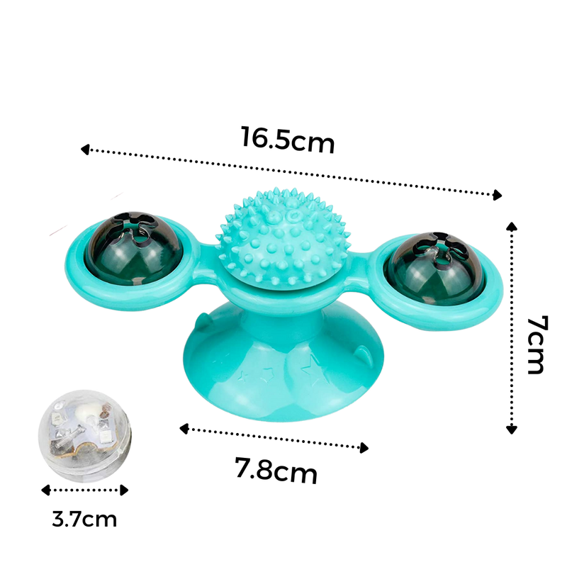 Jouet pour chat "moulin à vent rotatif" avec brosse