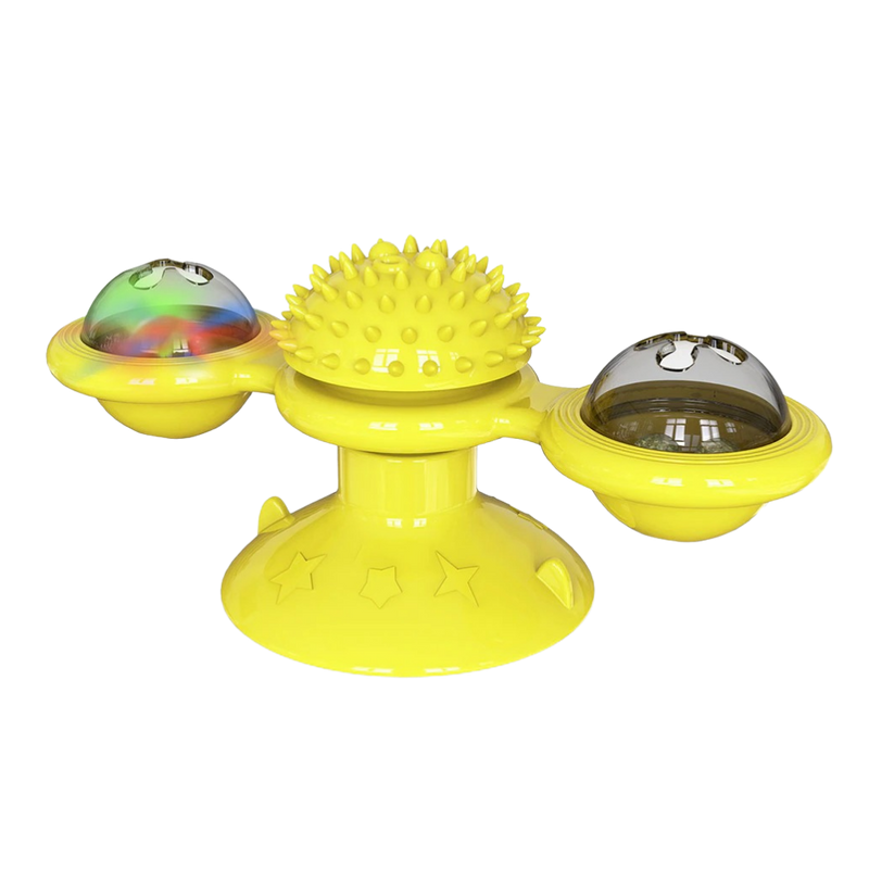 Jouet pour chat "moulin à vent rotatif" avec brosse