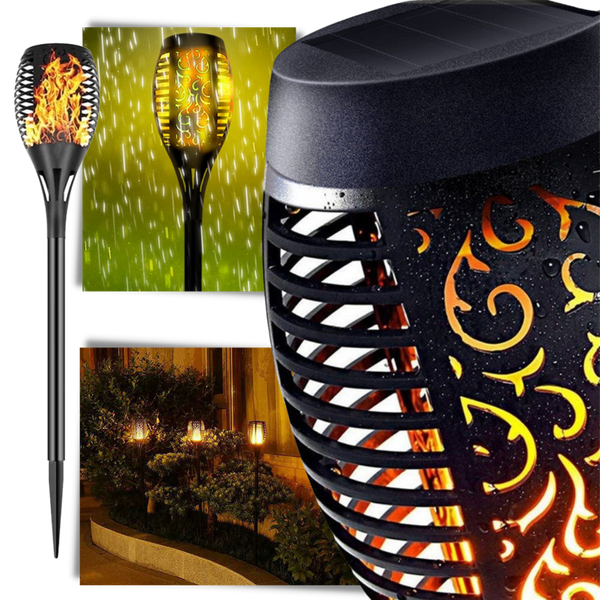 Lampe torche solaire à LED avec flamme