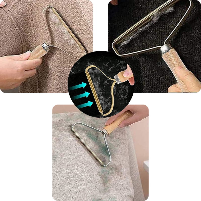 Brosse pour poils d'animaux en bois