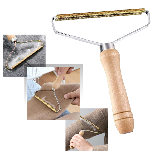 Brosse pour poils d'animaux en bois