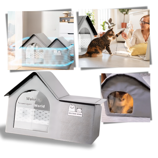 Maison pour chats à isolation thermique réfléchissante